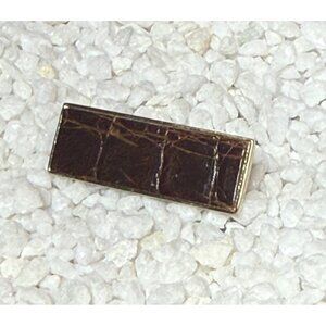 Vintage Gold-Tone Alligator Reptile Skin Tie Clip Rectangular